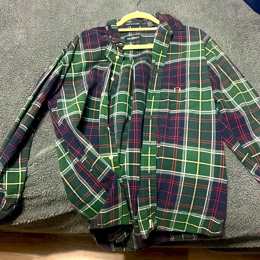 Button down flannel old shirt, worn in not worn out